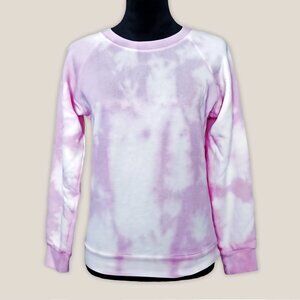 NWT Rose Blush Pink Tie Dye Pullover Sweatshirt Fleece Raglan Long Sleeve Top
